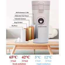 Excellent House Life Filtreli Çift Katmanlı Paslanmaz Çelik 380 ml Termos Bardak Mug Araç Kahve Çay El Termosu