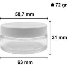 Milea 12 Adet Şeffaf Cam Krem Kavanozu Beyaz Kapaklı 50ML