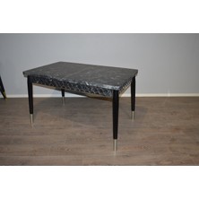 Sualar Home Mutfak Masası Ahşap Açılır Mermer Desen Siyah