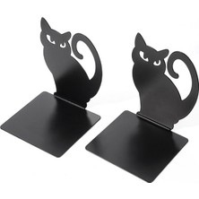 Sanlindou Çift Siyah Sevimli Kedi Metal Bookends Persian Kitten Kitap Standları Hafif Dayanıklı Kaymaz Kitap Sahipleri | Bookends (Yurt Dışından)