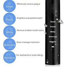 Generic Güçlü Ultrasonik Sonic Elektrikli Diş Fırçası USB Şarj Şarj Edilebilir Diş Fırçaları Yıkanabilir Elektrikli Beyazlatma Diş Fırçası | Elektrikli Diş Fırçaları (Yurt Dışından)
