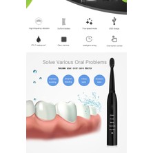 Generic Güçlü Ultrasonik Sonic Elektrikli Diş Fırçası USB Şarj Şarj Edilebilir Diş Fırçaları Yıkanabilir Elektrikli Beyazlatma Diş Fırçası | Elektrikli Diş Fırçaları (Yurt Dışından)