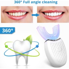 Sanlindou 360 Derece Akıllı Otomatik Sonic Elektrikli Diş Fırçası U Tipi 4 Modu Diş Fırçası Usb Şarj Diş Beyazlatma Mavi Işık | Elektrikli Diş Fırçaları (Yurt Dışından)