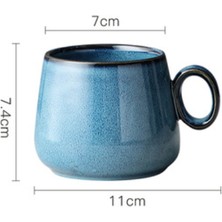 Sanlindou Seramik Kahve Fincanı Japon Retro Yaratıcı Seramik Su Kupası Nordic Lüks Çay Kupası Matt Porselen Çay Seti Mutfak Drinkware | Kupalar (Mavi) (Yurt Dışından)