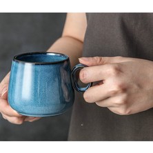 Sanlindou Seramik Kahve Fincanı Japon Retro Yaratıcı Seramik Su Kupası Nordic Lüks Çay Kupası Matt Porselen Çay Seti Mutfak Drinkware | Kupalar (Mavi) (Yurt Dışından)