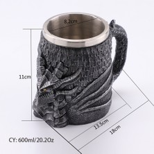 Sanlindou Ortaçağ Dragon Reçine Paslanmaz Çelik Bira Kupa 600 Ml Retro Tankard Kafatası Kahve Fincanı Çay Kupa Tumbler Pub Bar Dekor | Kupalar (Siyah) (Yurt Dışından)