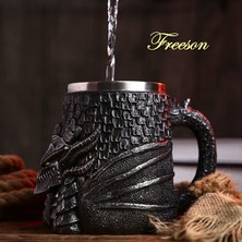 Sanlindou Ortaçağ Dragon Reçine Paslanmaz Çelik Bira Kupa 600 Ml Retro Tankard Kafatası Kahve Fincanı Çay Kupa Tumbler Pub Bar Dekor | Kupalar (Siyah) (Yurt Dışından)