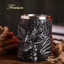 Sanlindou Ortaçağ Dragon Reçine Paslanmaz Çelik Bira Kupa 600 Ml Retro Tankard Kafatası Kahve Fincanı Çay Kupa Tumbler Pub Bar Dekor | Kupalar (Siyah) (Yurt Dışından)