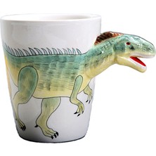 Sanlindou 350 Ml Yaratıcı Dinozor Seramik Kupası El Boyalı Hayvan Kahve Kupa 3D Karikatür Tyrannosaurus Kupası Çocuk Süt Kupası | Kupalar (Yeşil) (Yurt Dışından)