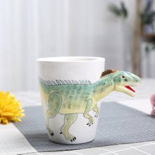 Sanlindou 350 Ml Yaratıcı Dinozor Seramik Kupası El Boyalı Hayvan Kahve Kupa 3D Karikatür Tyrannosaurus Kupası Çocuk Süt Kupası | Kupalar (Yeşil) (Yurt Dışından)