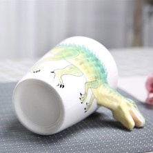 Sanlindou 350 Ml Yaratıcı Dinozor Seramik Kupası El Boyalı Hayvan Kahve Kupa 3D Karikatür Tyrannosaurus Kupası Çocuk Süt Kupası | Kupalar (Yeşil) (Yurt Dışından)