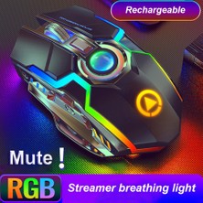 Sanlindou Rgb Sessiz Kablosuz Fare Oyun Fare Lazer Optik Siyah / Gri 2.4 Ghz Usb Şarj Edilebilir Pc Dizüstü Fare Oyun Için (Yurt Dışından)