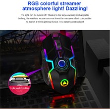 Sanlindou Rgb Sessiz Kablosuz Fare Oyun Fare Lazer Optik Siyah / Gri 2.4 Ghz Usb Şarj Edilebilir Pc Dizüstü Fare Oyun Için (Yurt Dışından)