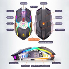 Sanlindou G80 Kablosuz Oyun Fare Şarj Edilebilir Oyun Mouse Sessiz Ergonomik 7 Tuşlar Rgb Arkadan Aydınlatmalı 1600 Dpı Fare Bilgisayar Pro Gamer Için (Yurt Dışından)