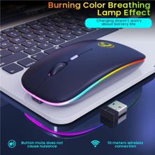 Sanlindou Kablosuz Fare 2.4 Ghz Bluetooth Rgb Bilgisayar Sessiz Fare Şarj Edilebilir Led Işık Optik Fare Pc Laptop Için (Yurt Dışından)