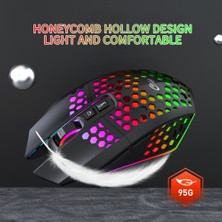 Sanlindou X801 Kablosuz Oyun Fare Petek Hollow Ergonomik Tasarlanmış Usb 10 M Kablosuz Şanzıman Profesyonel Rgb Fare Gamer (Yurt Dışından)