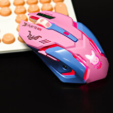 Generic USB Kablosuz Oyun Fare Pembe Bilgisayar Profesyonel E-Spor Mouse 2400 Dpı Renkli Aydınlatmalı Sessiz Fare Lol Veri Dizüstü Pc (Yurt Dışından)