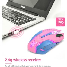 Sanlindou Usb Kablosuz Oyun Fare Pembe Bilgisayar Profesyonel E-Spor Mouse 2400 Dpı Renkli Aydınlatmalı Sessiz Fare Lol Veri Dizüstü Pc (Yurt Dışından)