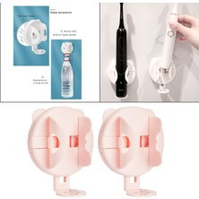 Dolity Çok Fonksiyonlu Duvara Montaj Duvar Emme Tipi Diş Fırçası Tutucu Banyo Pembe Için