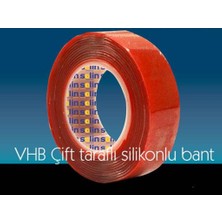 Çift Taraflı Akrilik Silikonize Bant 18 mm x 2 Metre Kırmızı Vhb