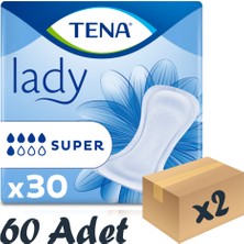 Tena Lady Super, Kadın Mesane Pedi, 5 Damla, 30'lu 2 Paket 60 Adet