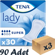Tena Lady Super, Kadın Mesane Pedi, 5 Damla, 30'lu 3 Paket 90 Adet