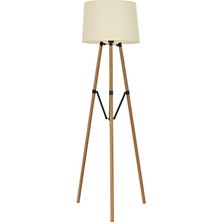 AVONNI LM-9130-1N Siyah Boyalı Lambader E27 Metal Ahşap Kumaş 50cm