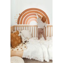 Msticker Kahve Tonlarında Gökkuşağı ve Puantiyeler Çocuk Bebek Odası Sticker Seti