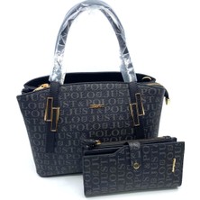 Just Polo Kadın Siyah Çanta Cüzdan Kombini