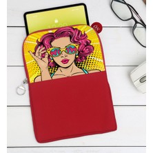 Bk Gift Pop Art Tasarımlı Taşınabilir Koruyucu Tablet Kılıfı & Organizer Çanta - Kırmızı-7