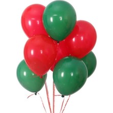 Best Parti Yılbaşı Latex Balon Pastel Koyu Yeşil Kırmızı 50 Adet + 5 mt Balon Zinciri
