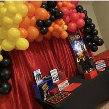 Best Parti Pastel Siyah Turuncu Sarı Kırmızı 70 Adet + 5 mt Balon Zinciri