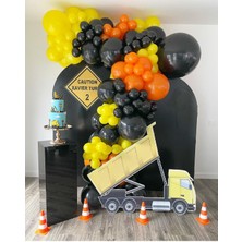 Best Parti 70 Adet Siyah, Sarı, Turuncu Balon ve 5 mt Balon Zinciri