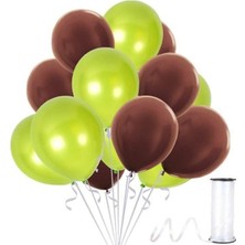 Best Parti Kahverengi - Açık Yeşil Metalik Balon 70 Adet+ 5 mt Balon Zinciri