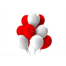 Best Parti Beyaz-Kırmızı Pastel Soft Balon 70 Adet + 5 mt Balon Zinciri