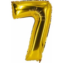 Best Parti 7 Yaş 40 Inç 100 cm Gold Büyük Rakam Folyo Balon