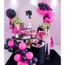 Best Parti 50 Adet Balon (Siyah - Fuşya Karışık))+ 5 mt Balon Zinciri