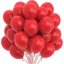 Best Parti Kırmızı Pastel Balon 50 Adet + 5 mt Balon Zinciri