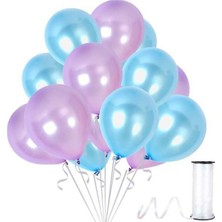 Best Parti Açık Mavi - Lila Metalik Balon 20 Adet