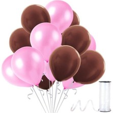 Best Parti Kahverengi - Pembe Metalik Balon 20 Adet
