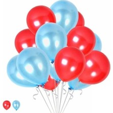 Best Parti Kırmızı - Açık Mavi Metalik Balon 20 Adet