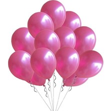 Best Parti 12'inç Metalik Fuşya Ruby Balon 50 Adet + 5 Metre Balon Zincir