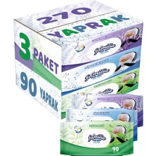 Familia Islak Havlu Mendil 90 Yaprak Karma 3 Lü Set (Lavanta-Mineral-Yeşilin Tazeliği) 270 Yaprak