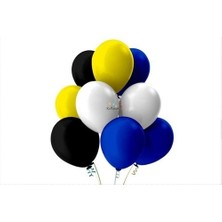 Best Parti Koyu Mavi-Beyaz-Sarı-Siyah Pastel Soft Balon 10 Adet