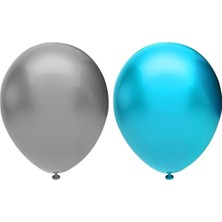 Best Parti Metalik Balon Seti 30 Adet ( Açık Mavi, Gümüş)
