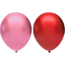 Best Parti Metalik Balon Seti 100 Adet ( Pembe, Kırmızı)