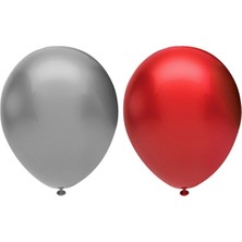 Best Parti Metalik Balon Seti 20 Adet ( Kırmızı, Gümüş)