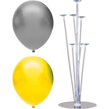 Best Parti 7 Çubuklu Balon Standı + 50 Adet Balon ( Sarı, Gümüş )