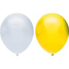 Best Parti Metalik Balon Seti 100 Adet ( Beyaz, Sarı)