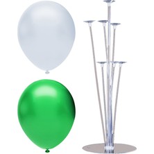 Best Parti 7 Çubuklu Balon Standı + 20 Adet Balon ( Koyu Yeşil - Beyaz )